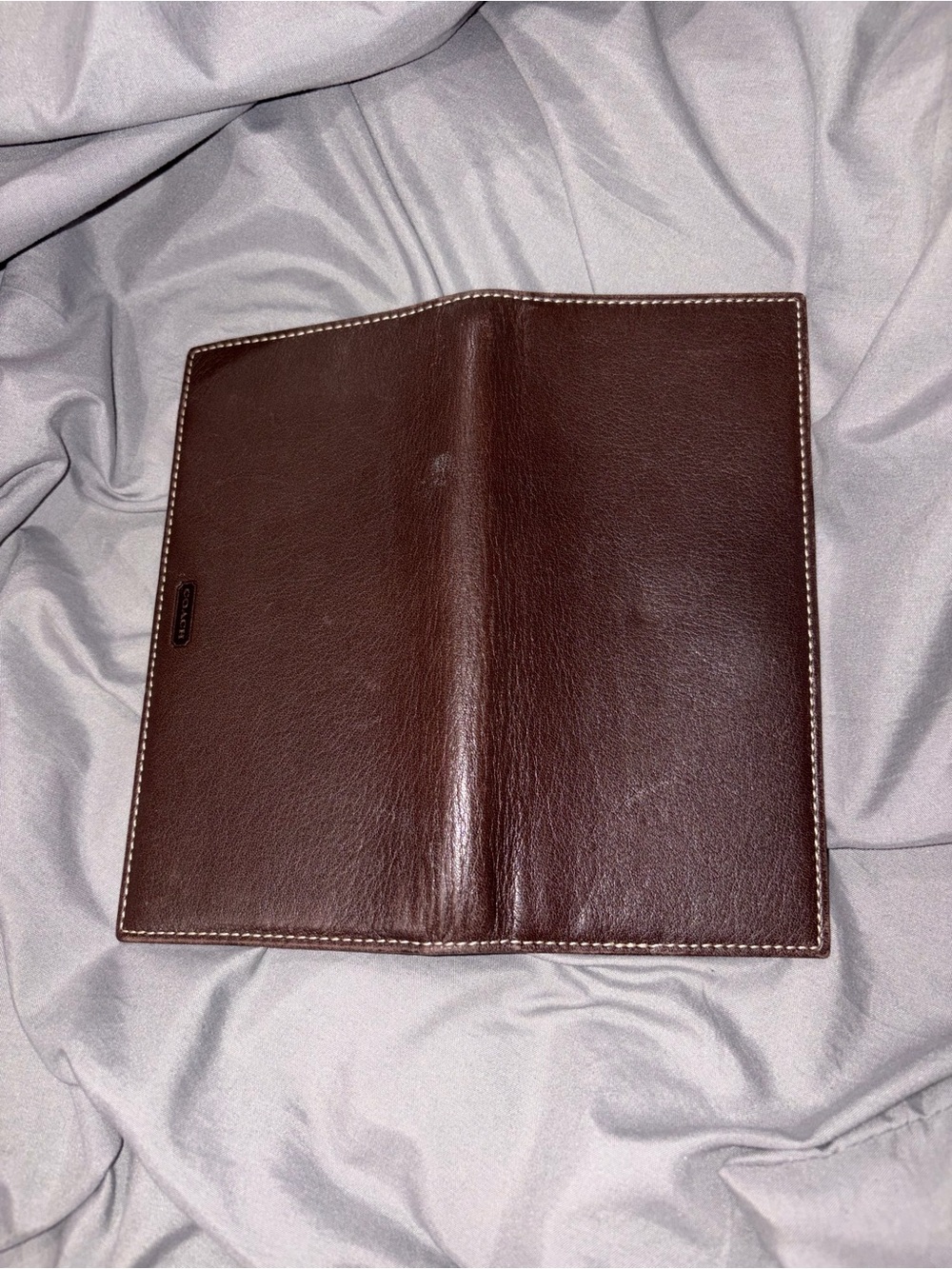 Leather Check book Holder - Brown